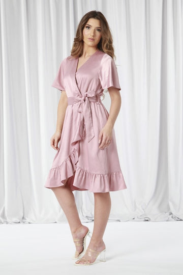 Frill Wrap Dress With Tea Sleeve Double Second